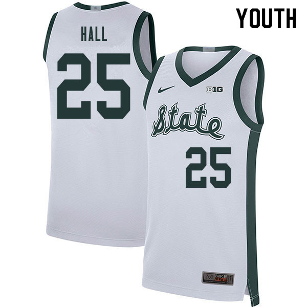 Youth Michigan State Spartans #25 Malik Hall NCAA Nike Authentic White Retro College Stitched Basketball Jersey HP41R66AS